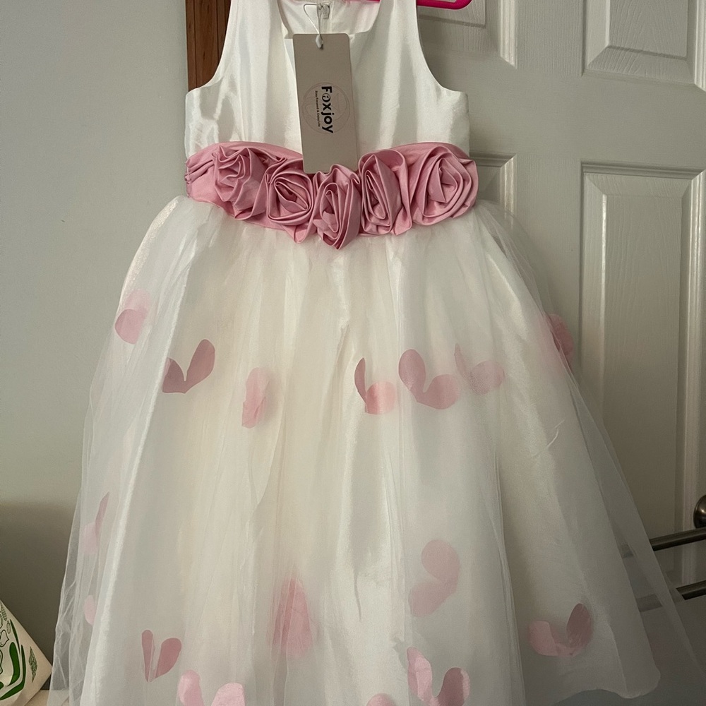 Elegant Pink and White Kids Dress